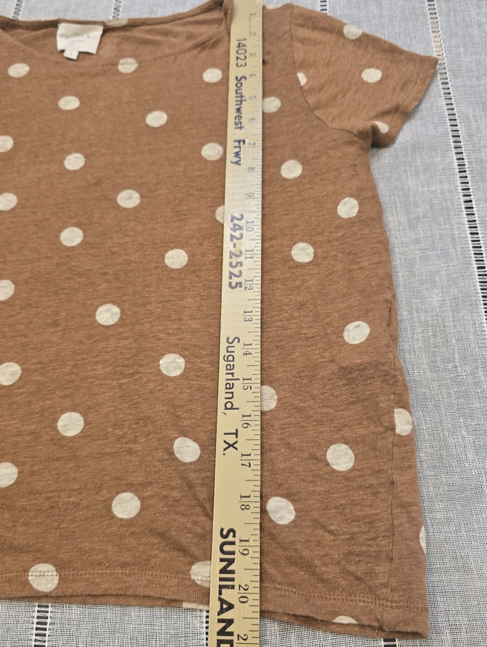 Sézane Polka Dot T-Shirt Tee Brown White Size Small 💯 Linen - Picture 9 of 11